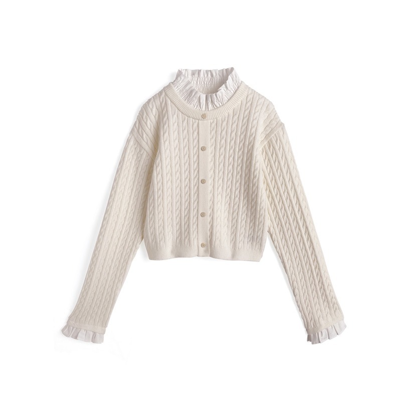 Anita Japan代購 🌸 日本 GRL 氣質甜美 荷葉邊 層次針織上衣 針織 長袖 短版 pm728-規格圖10