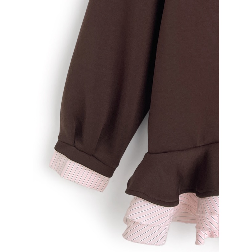 Anita Japan代購 🌸 日本 GRL 甜美 學院風 條紋襯衫 層次風 荷葉邊連身裙 長袖 荷葉邊 kz708-細節圖8