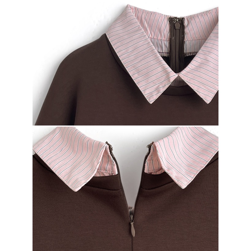 Anita Japan代購 🌸 日本 GRL 甜美 學院風 條紋襯衫 層次風 荷葉邊連身裙 長袖 荷葉邊 kz708-細節圖9