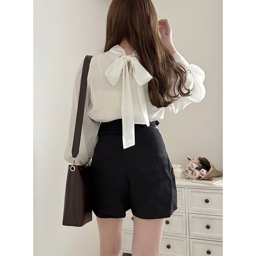 Anita Japan代購 🌸 日本GRL 亮絲感 雪紡背綁帶襯衫 優雅氣質 襯衫 蝴蝶結 OL衫 長袖 tg651-細節圖3