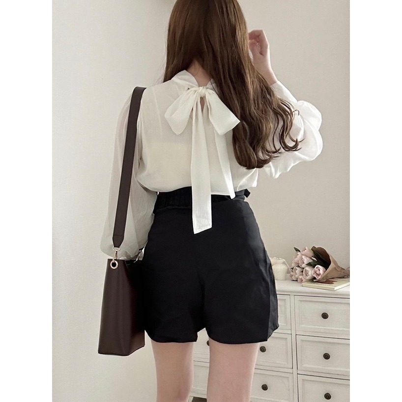 Anita Japan代購 🌸 日本GRL 亮絲感 雪紡背綁帶襯衫 優雅氣質 襯衫 蝴蝶結 OL衫 長袖 tg651-細節圖3