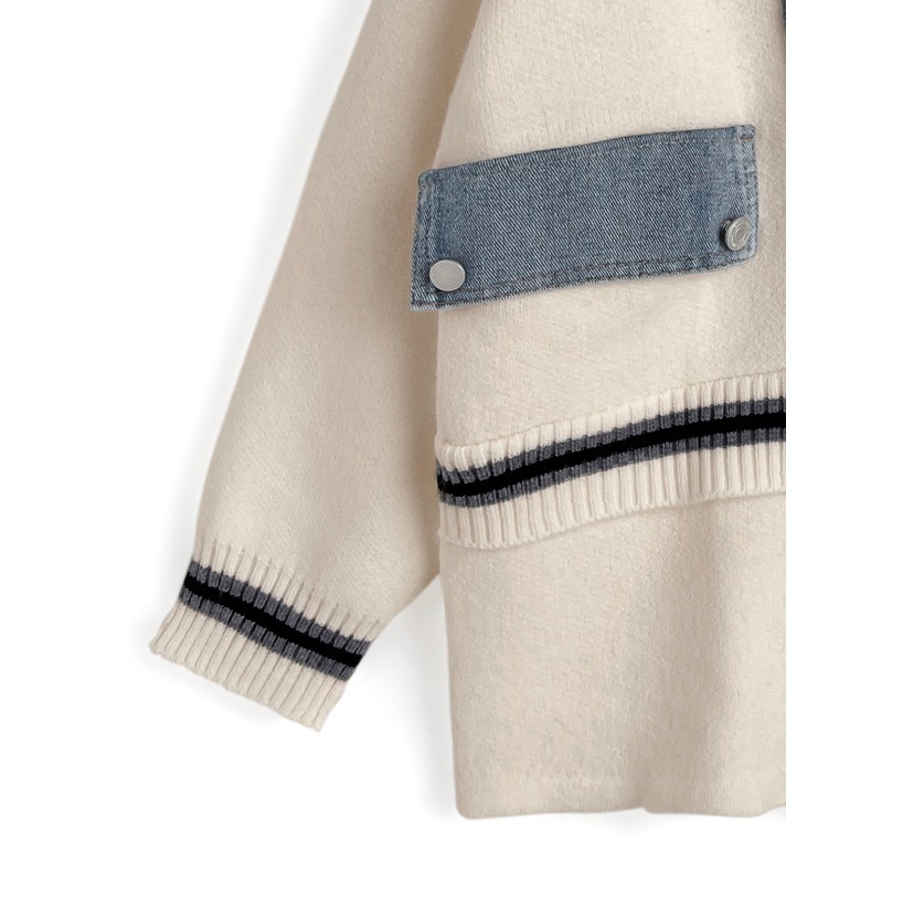 Anita Japan代購 🌸 日本 GRL 獨特 牛仔拼接 針織開衫 外套 罩衫 針織 牛仔 pu66-細節圖6