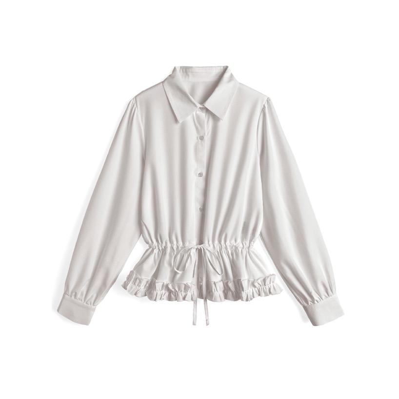 Anita Japan代購 🌸 日本 GRL 甜美荷葉邊 腰部綁帶 襯衫 休閒風 長袖 tu1820-細節圖5