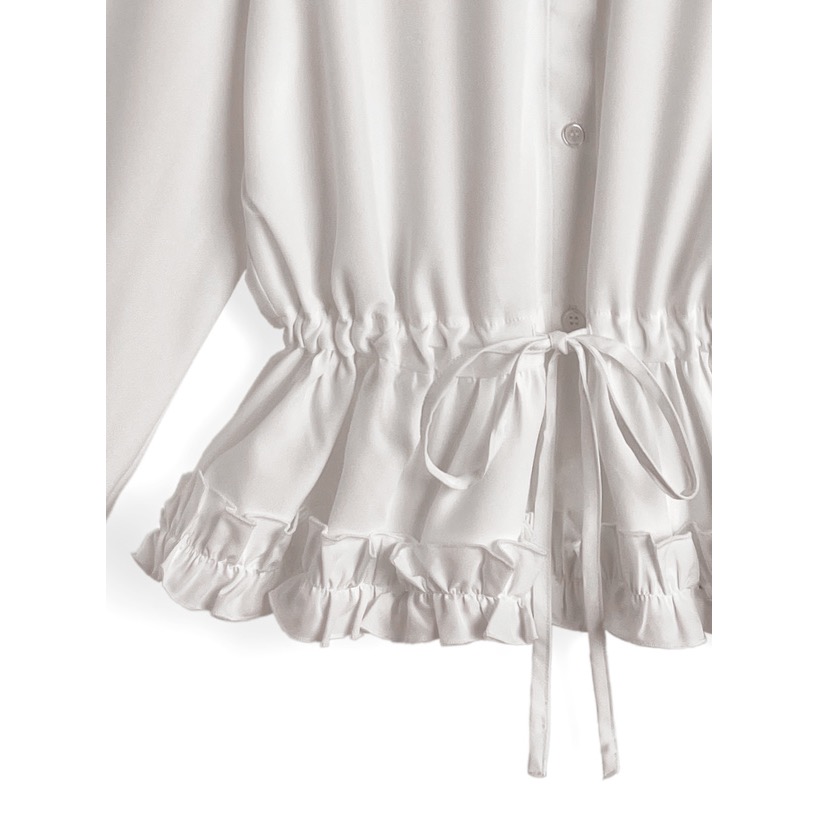 Anita Japan代購 🌸 日本 GRL 甜美荷葉邊 腰部綁帶 襯衫 休閒風 長袖 tu1820-細節圖9