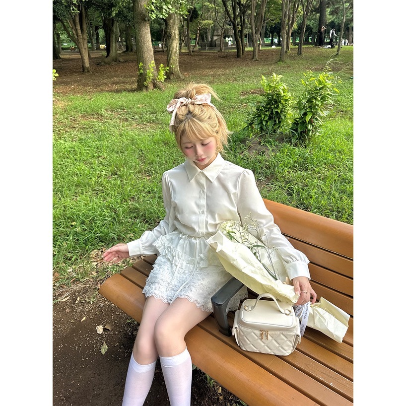 Anita Japan代購 🌸 日本 GRL 甜美荷葉邊 腰部綁帶 襯衫 休閒風 長袖 tu1820-細節圖3