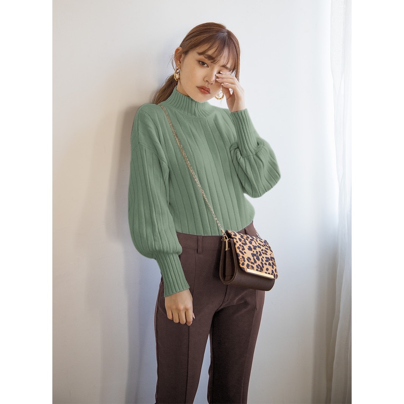 Anita Japan代購 🌸 日本 GRL 簡約休閒 高領羅紋針織上衣 長袖 針織 羅紋 舒適 ab022f-細節圖2