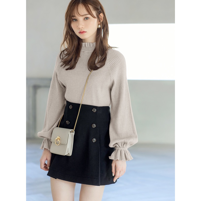 Anita Japan代購 🌸 日本GRL 氣質 荷葉領糖果袖針織上衣 甜美 針織 長袖 mb1088-細節圖2