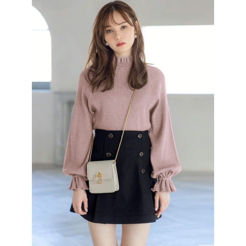 Anita Japan代購 🌸 日本GRL 氣質 荷葉領糖果袖針織上衣 甜美 針織 長袖 mb1088-細節圖3