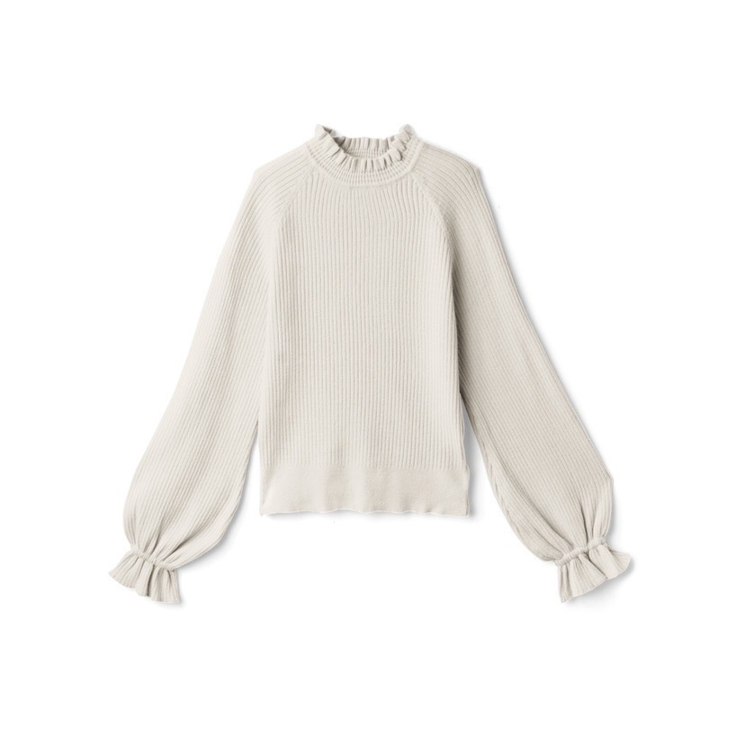 Anita Japan代購 🌸 日本GRL 氣質 荷葉領糖果袖針織上衣 甜美 針織 長袖 mb1088-規格圖8