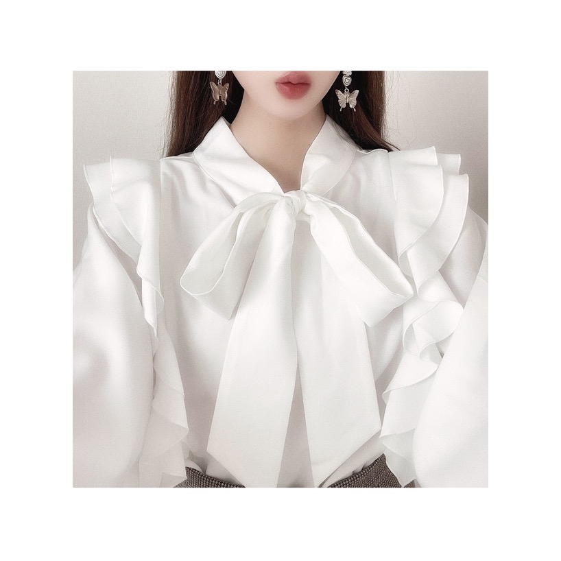 Anita Japan代購 🌸 日本GRL 蝴蝶結褶邊襯衫 長袖襯衫 氣質寬袖 領結 襯衫 長袖 kz404-細節圖2