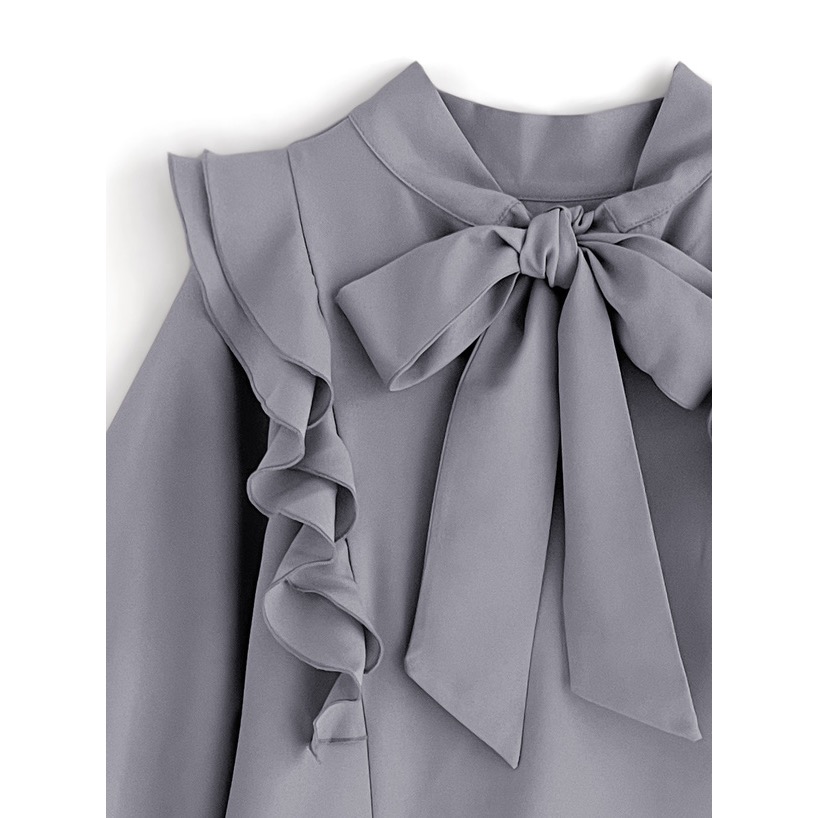 Anita Japan代購 🌸 日本GRL 蝴蝶結褶邊襯衫 長袖襯衫 氣質寬袖 領結 襯衫 長袖 kz404-細節圖5