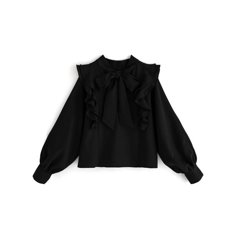 Anita Japan代購 🌸 日本GRL 蝴蝶結褶邊襯衫 長袖襯衫 氣質寬袖 領結 襯衫 長袖 kz404-規格圖5