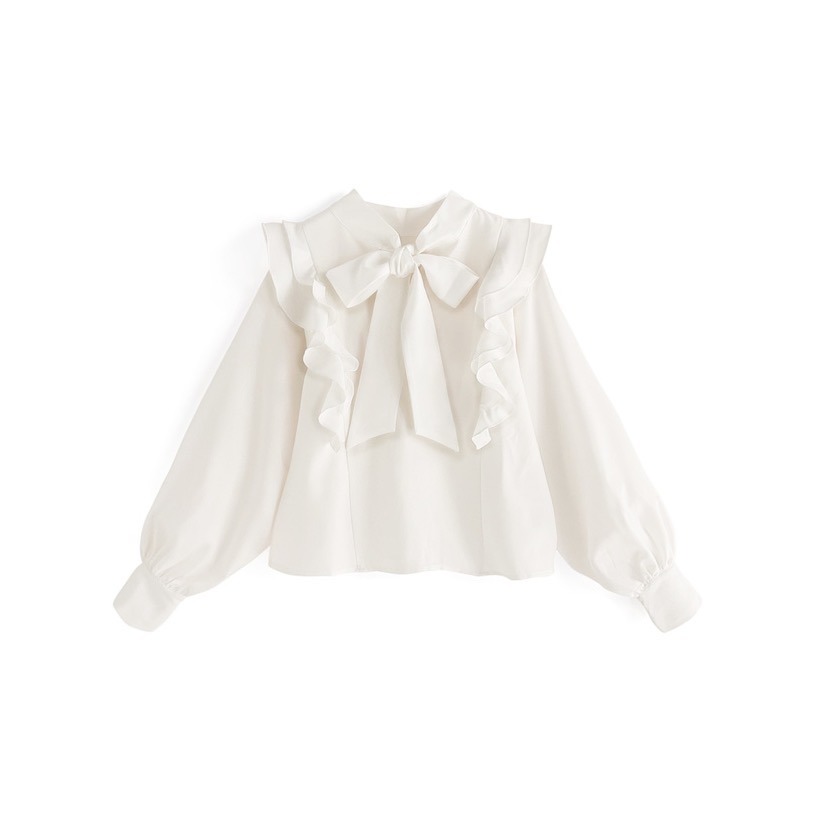 Anita Japan代購 🌸 日本GRL 蝴蝶結褶邊襯衫 長袖襯衫 氣質寬袖 領結 襯衫 長袖 kz404-規格圖5