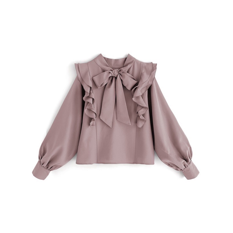 Anita Japan代購 🌸 日本GRL 蝴蝶結褶邊襯衫 長袖襯衫 氣質寬袖 領結 襯衫 長袖 kz404-規格圖5