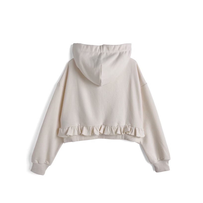 Anita Japan代購 🌸 日本 GRL 綁帶短版帽T 刺繡荷葉邊 長袖 休閒 甜美 ze978-細節圖5