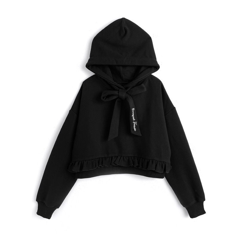 Anita Japan代購 🌸 日本 GRL 綁帶短版帽T 刺繡荷葉邊 長袖 休閒 甜美 ze978-規格圖7