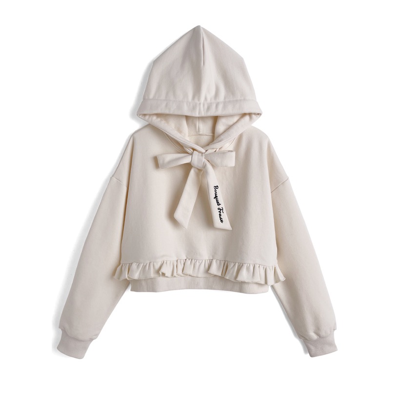 Anita Japan代購 🌸 日本 GRL 綁帶短版帽T 刺繡荷葉邊 長袖 休閒 甜美 ze978-規格圖7