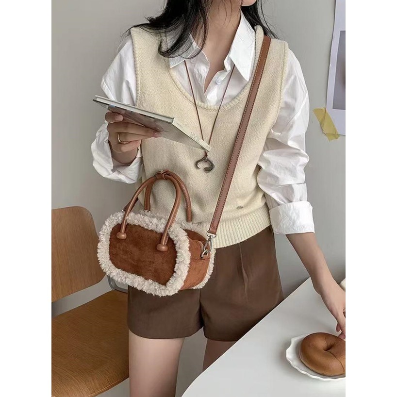 Anita Japan代購 🌸 日本 GRL 秋冬款 2Way毛絨 方形迷你包 小包 手提 肩背 包包 tr1038-細節圖2