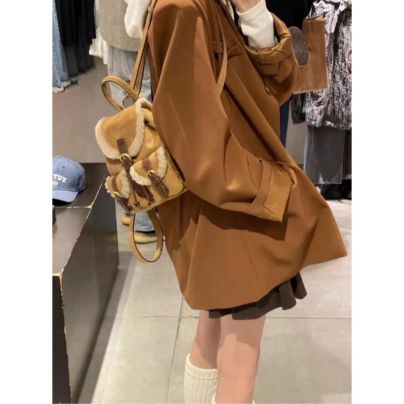 Anita Japan代購 🌸 日本 GRL 秋冬款 2Way毛絨 絨面革後背包 包包 tr1150-細節圖3