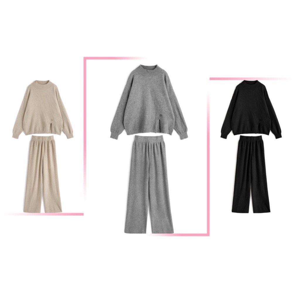 Anita Japan代購 🌸 日本 GRL 休閒寬鬆 開衩針織上衣 闊褲針織長褲 兩件式套裝 針織 at2580-細節圖10