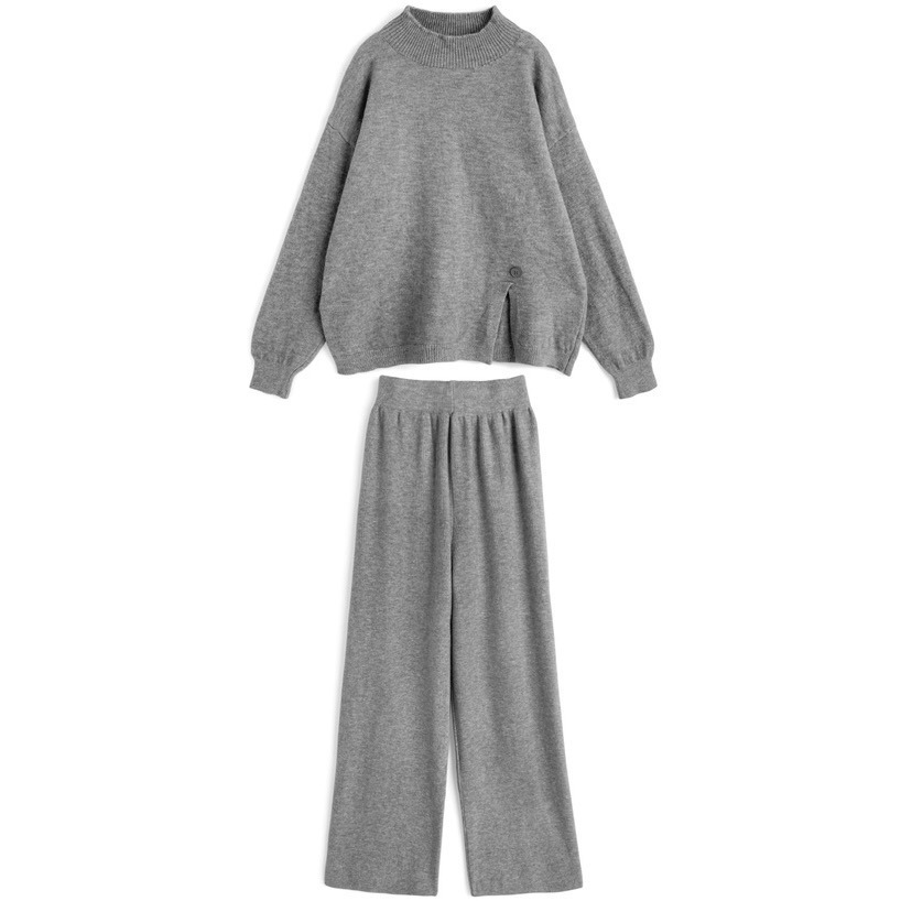 Anita Japan代購 🌸 日本 GRL 休閒寬鬆 開衩針織上衣 闊褲針織長褲 兩件式套裝 針織 at2580-規格圖10