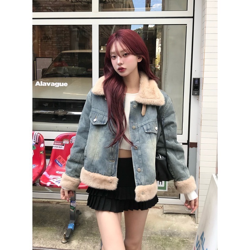 Anita Japan代購 🌸 日本 GRL 2Way毛毛牛仔夾克 可立領 夾克 復古 牛仔 gc285-細節圖2