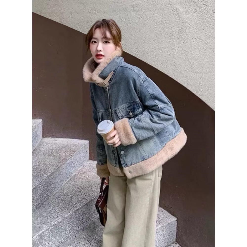 Anita Japan代購 🌸 日本 GRL 2Way毛毛牛仔夾克 可立領 夾克 復古 牛仔 gc285-細節圖4