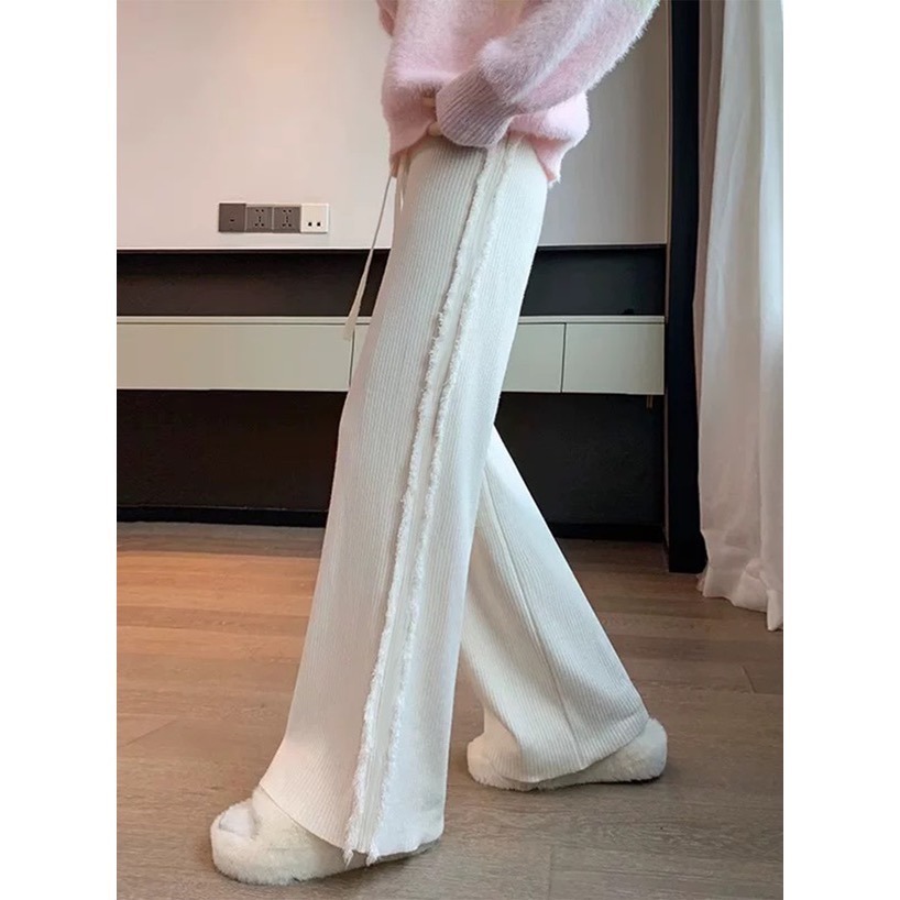 Anita Japan代購 🌸 日本 GRL 寬鬆舒適 側流蘇羅紋針織褲 長褲 簡約百搭 針織 流蘇 at2585-細節圖4
