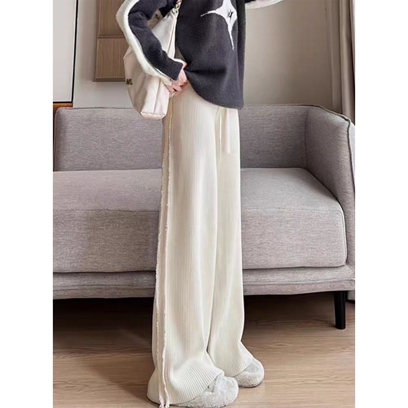 Anita Japan代購 🌸 日本 GRL 寬鬆舒適 側流蘇羅紋針織褲 長褲 簡約百搭 針織 流蘇 at2585-細節圖5