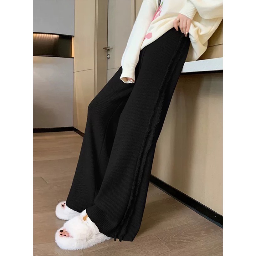 Anita Japan代購 🌸 日本 GRL 寬鬆舒適 側流蘇羅紋針織褲 長褲 簡約百搭 針織 流蘇 at2585-細節圖6