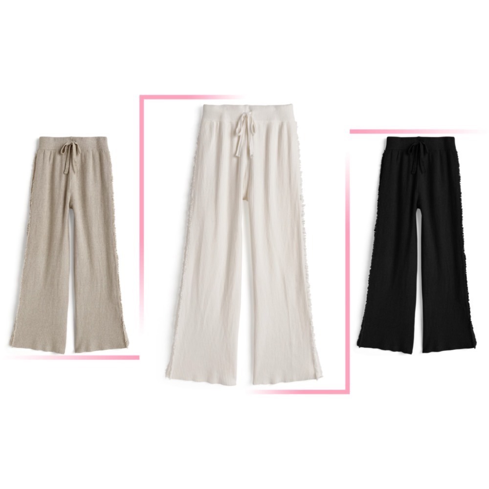 Anita Japan代購 🌸 日本 GRL 寬鬆舒適 側流蘇羅紋針織褲 長褲 簡約百搭 針織 流蘇 at2585-細節圖8