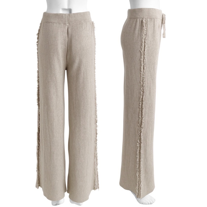 Anita Japan代購 🌸 日本 GRL 寬鬆舒適 側流蘇羅紋針織褲 長褲 簡約百搭 針織 流蘇 at2585-細節圖9