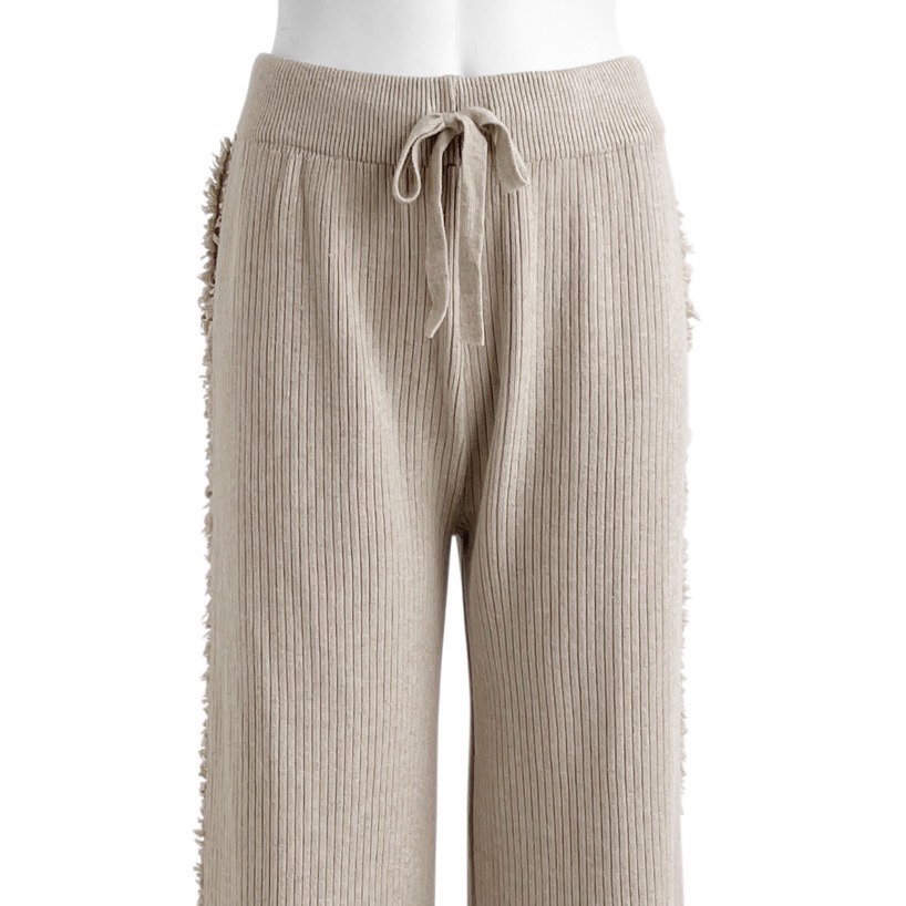 Anita Japan代購 🌸 日本 GRL 寬鬆舒適 側流蘇羅紋針織褲 長褲 簡約百搭 針織 流蘇 at2585-細節圖10