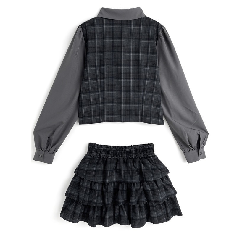 Anita Japan代購 🌸 日本 GRL 學院 格子假兩件式襯衫 格紋層疊迷你裙 套裝 短裙 襯衫 tu1864-細節圖6