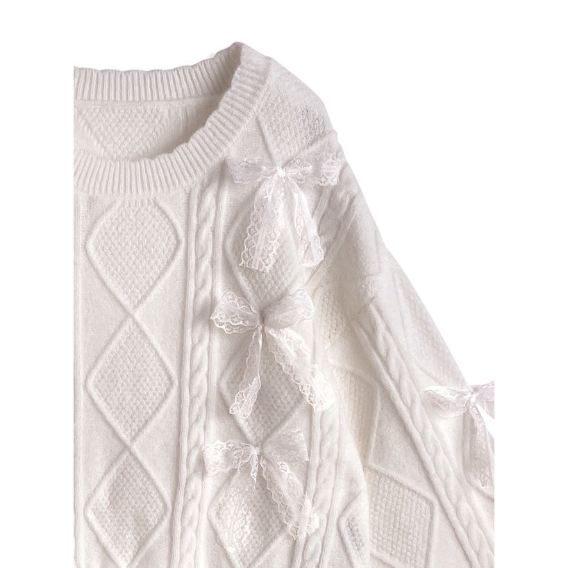 Anita Japan代購 🌸 日本 GRL 甜美花邊 蕾絲蝴蝶結編織針織上衣 編織 針織 長袖 蕾絲緞帶 pa084-細節圖5