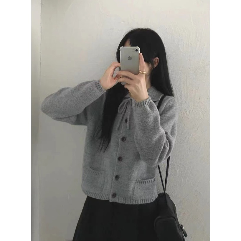 Anita Japan代購 🌸 日本 GRL 甜美復古 編織領綁帶針織開衫 外套 針織 休閒 an1885-細節圖2