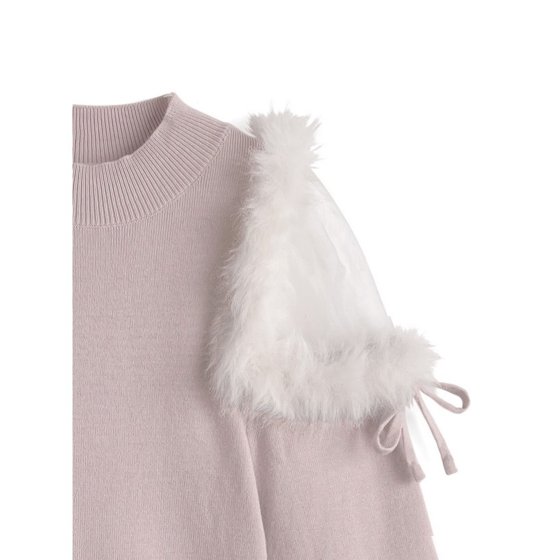 Anita Japan代購 🌸 日本GRL 甜美氣質 毛茸針織上衣 透感肩部 歐根紗 微高領 針織 長袖 ru1217-細節圖9