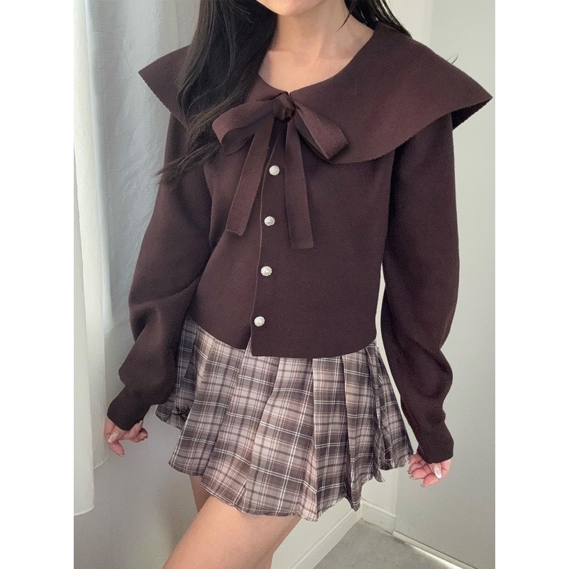 Anita Japan代購 🌸 日本 GRL 甜美復古 綁帶蝴蝶結大領針織 外套 罩衫 針織 mb1624-細節圖4