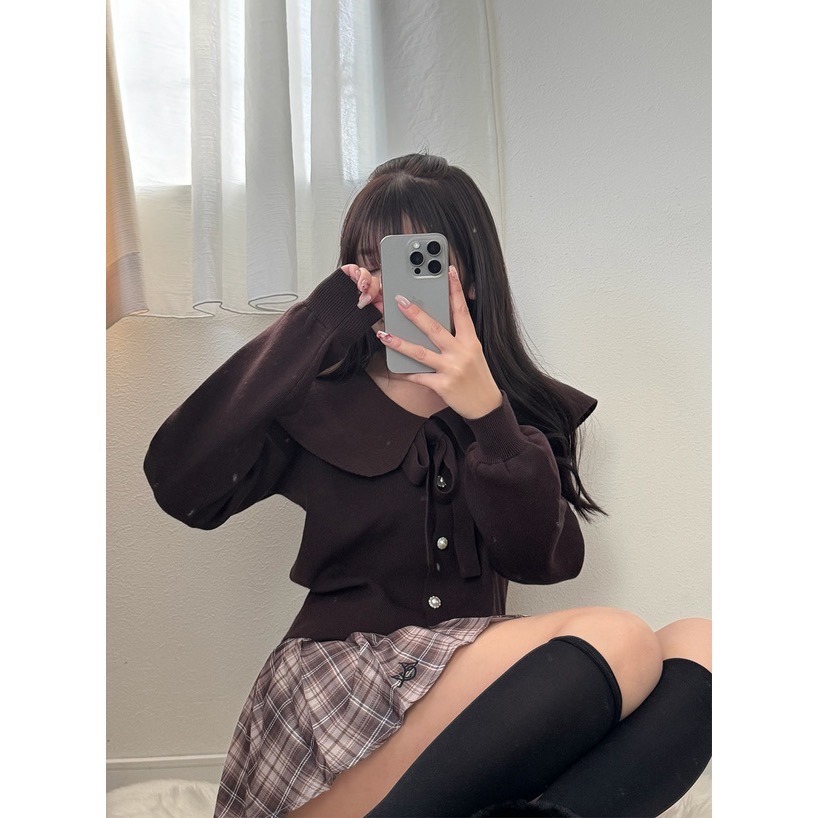 Anita Japan代購 🌸 日本 GRL 甜美復古 綁帶蝴蝶結大領針織 外套 罩衫 針織 mb1624-細節圖7