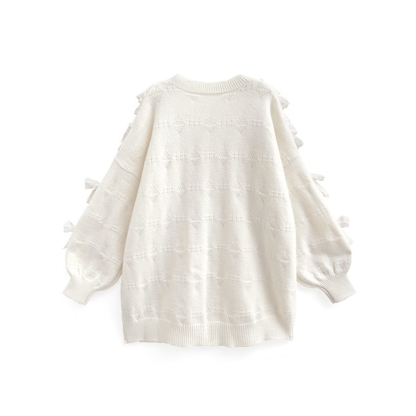 Anita Japan代購 🌸 日本 GRL 甜美蕾絲蝴蝶結 荷葉邊針織上衣 長袖 針織 pa033-細節圖5