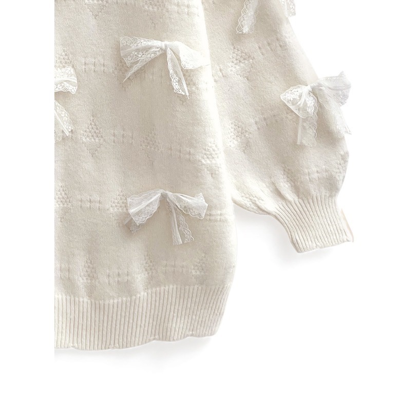 Anita Japan代購 🌸 日本 GRL 甜美蕾絲蝴蝶結 荷葉邊針織上衣 長袖 針織 pa033-細節圖7