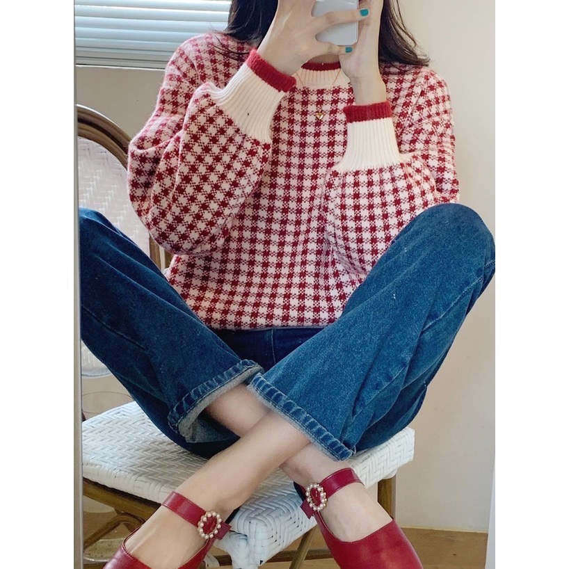 Anita Japan代購 🌸 日本 GRL 休閒 格紋 格子針織上衣 長袖 針織 毛衣 cu393-細節圖3