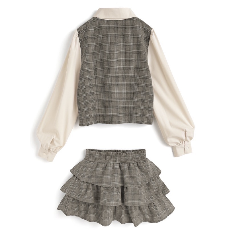 Anita Japan代購 🌸 日本 GRL 學院 格子假兩件式襯衫 格紋層疊迷你裙 套裝 短裙 襯衫 tu1865-細節圖8