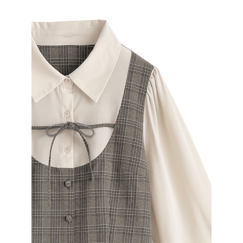 Anita Japan代購 🌸 日本 GRL 學院 格子假兩件式襯衫 格紋層疊迷你裙 套裝 短裙 襯衫 tu1865-細節圖9