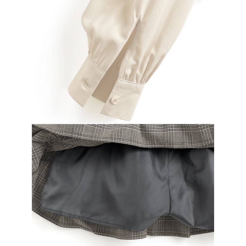 Anita Japan代購 🌸 日本 GRL 學院 格子假兩件式襯衫 格紋層疊迷你裙 套裝 短裙 襯衫 tu1865-細節圖10