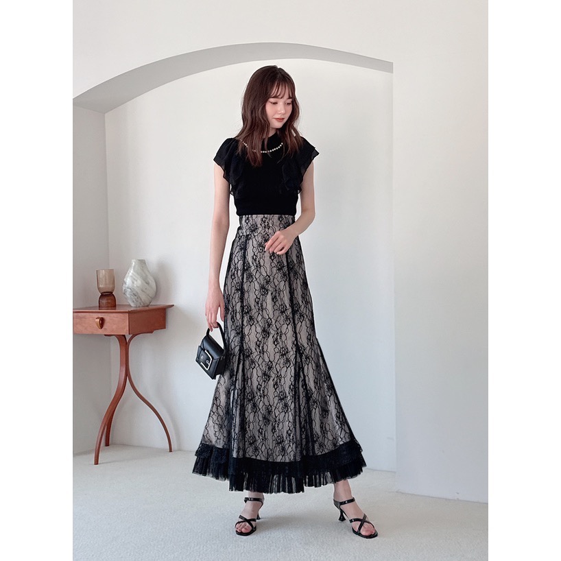 Anita Japan代購 🌸 日本 GRL 蕾絲薄紗長裙 魚尾裙 長裙 半身裙 蕾絲 薄紗 tw1196-細節圖3