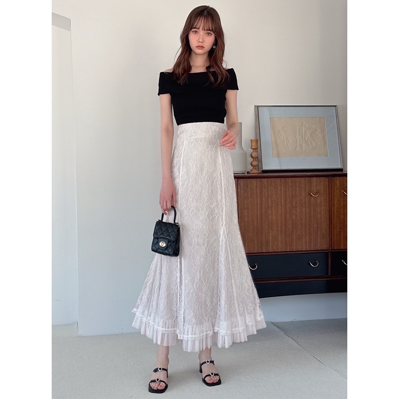 Anita Japan代購 🌸 日本 GRL 蕾絲薄紗長裙 魚尾裙 長裙 半身裙 蕾絲 薄紗 tw1196-細節圖5