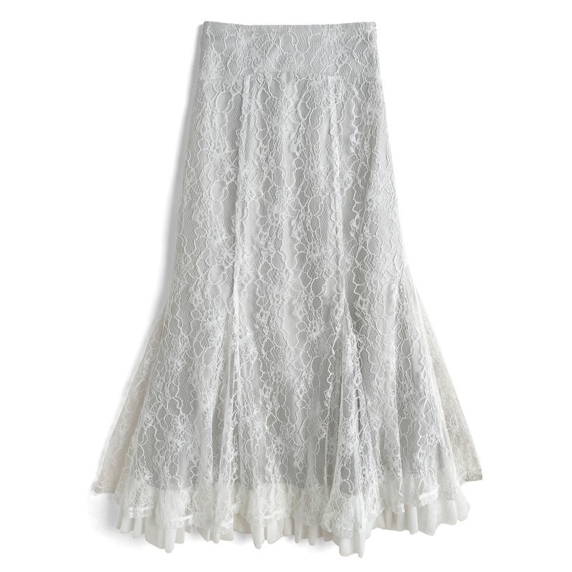 Anita Japan代購 🌸 日本 GRL 蕾絲薄紗長裙 魚尾裙 長裙 半身裙 蕾絲 薄紗 tw1196-規格圖9