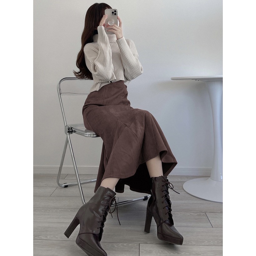 Anita Japan代購 🌸 日本 GRL 麂皮 氣質絨面魚尾裙 長裙 日系魚尾 半身裙 dk930-細節圖6