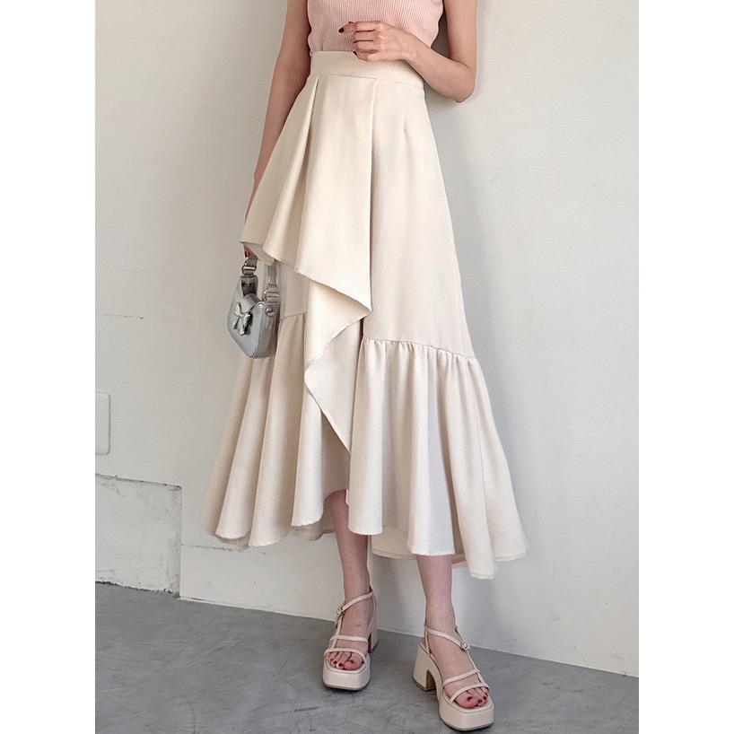 Anita Japan代購 🌸 日本 GRL 氣質簡約 不規則荷葉邊長裙 荷葉邊 長裙 半身裙 ws01-細節圖3